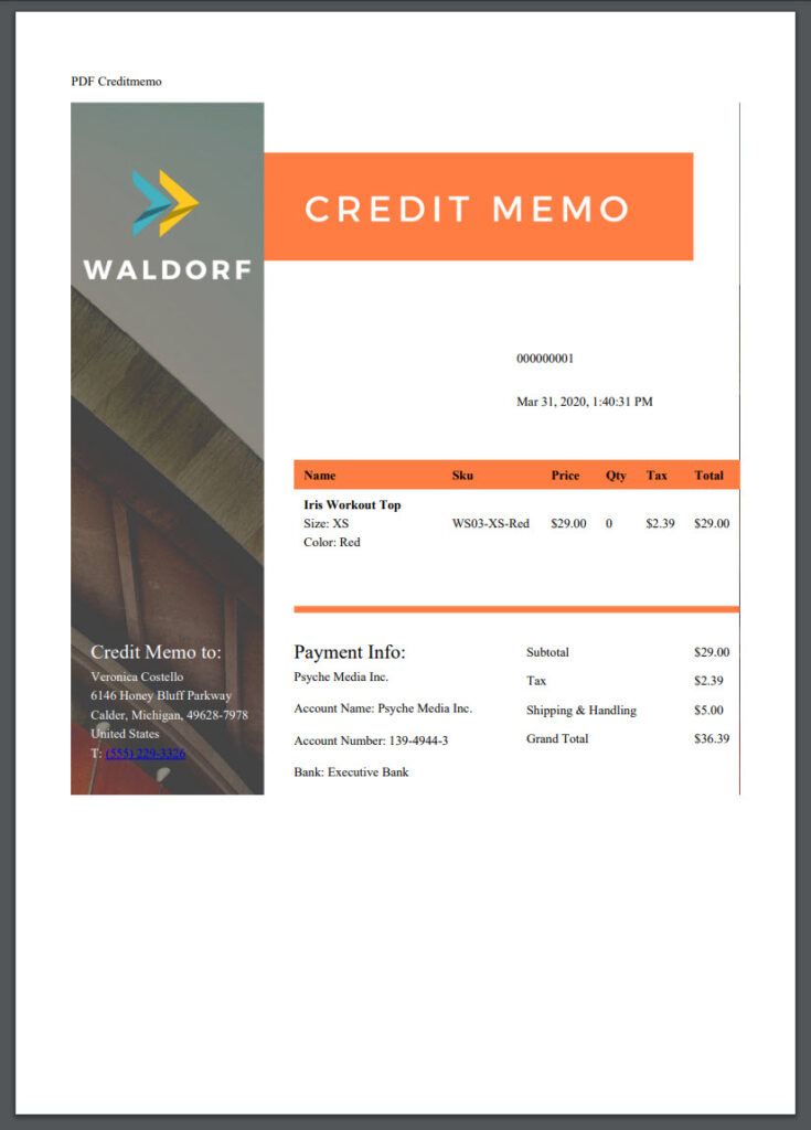 magento 2 credit memo example