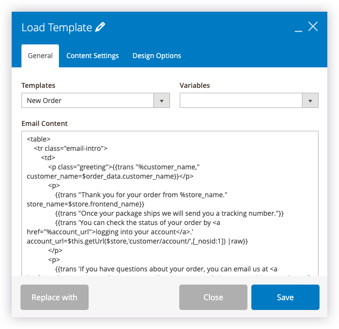 Load template element