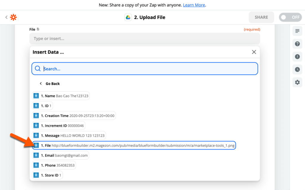 Choose file upload field