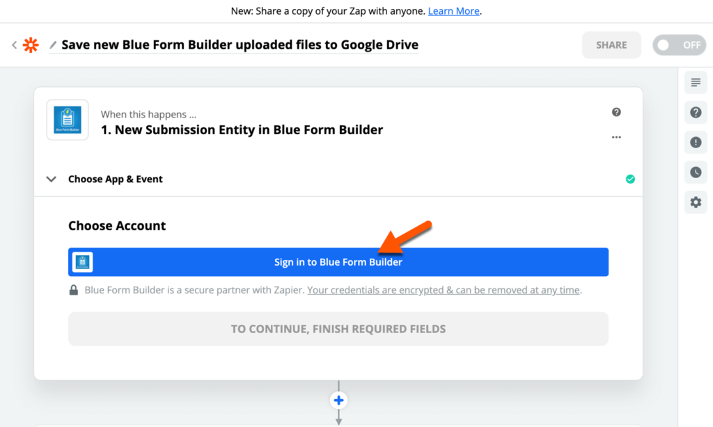 Sign in to your Blue Form Builder account