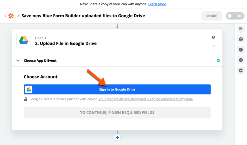 Sign in to Google Drive account 