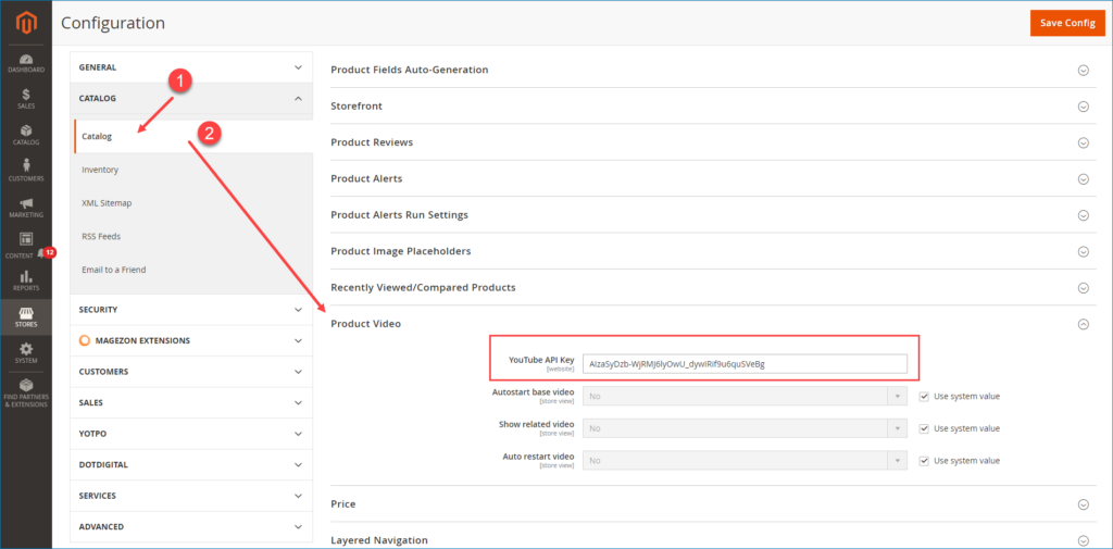 choose catalog and paste API key