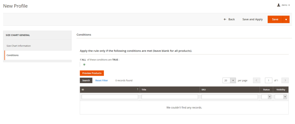 How to add size chart in magento 2