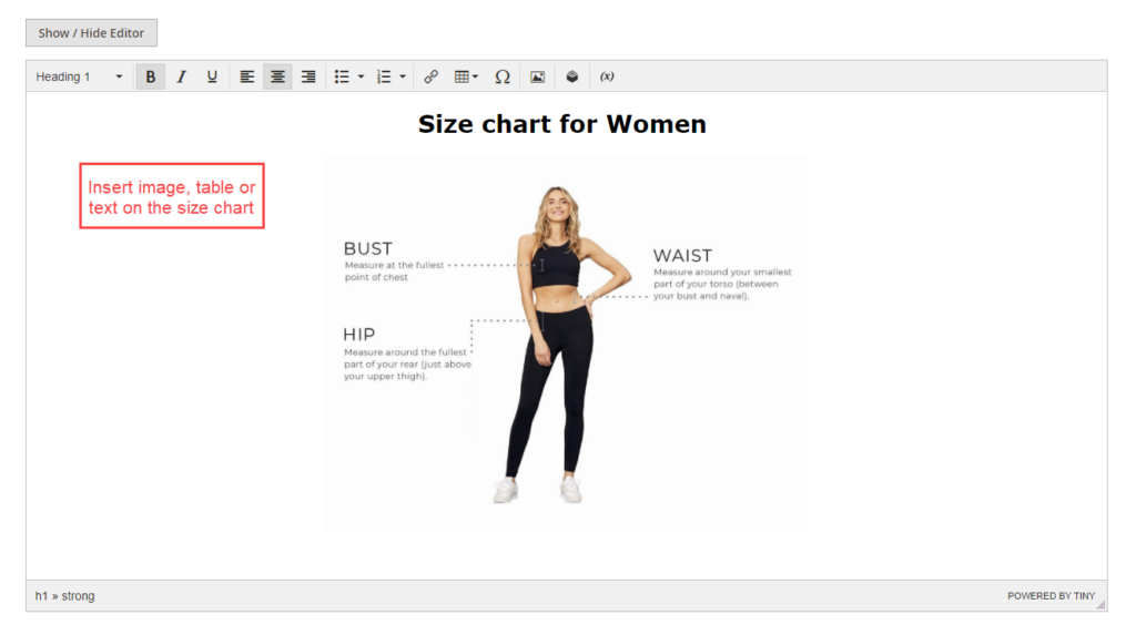 How to add size chart in magento 2