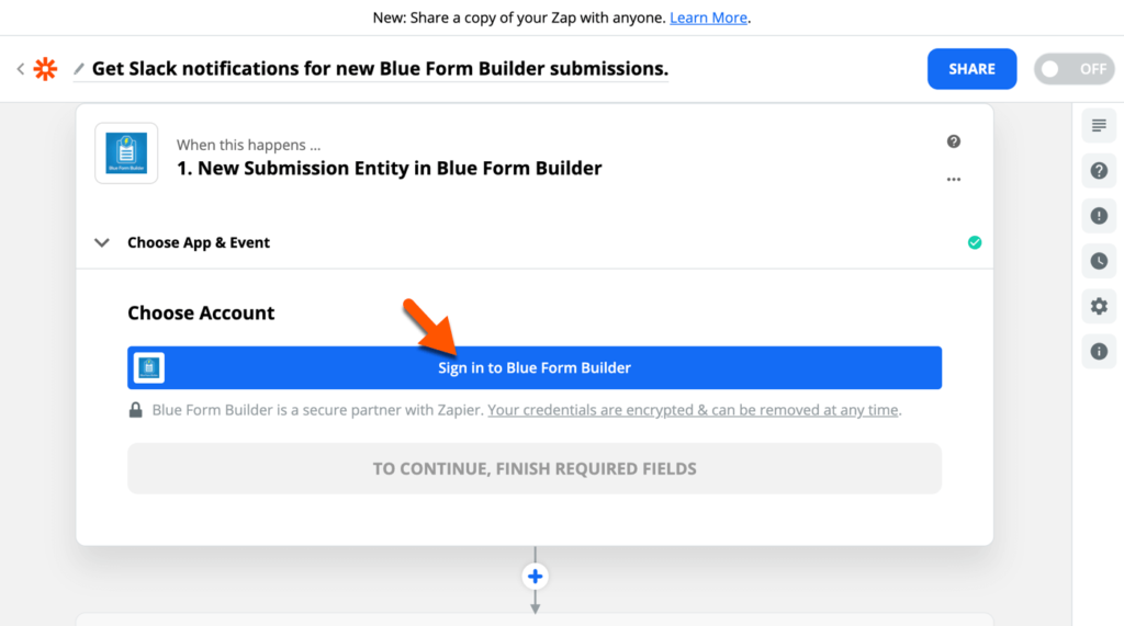 Sign in to Blue Form Builder account