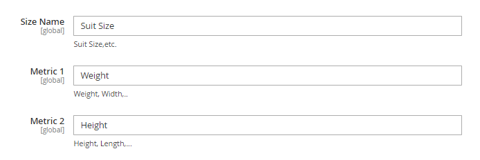 general setting size chart 