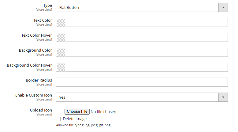 magento 2 size chart color