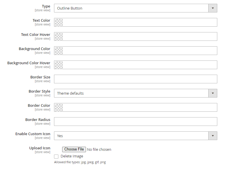 outline button magento 2 size chart extension 