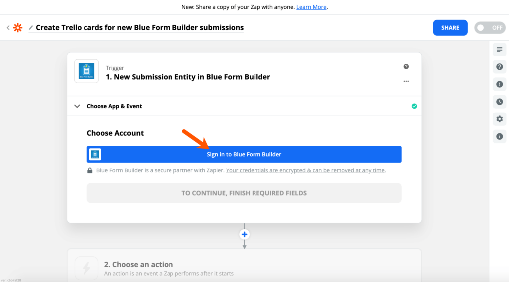 Sign in to Blue Form Builder account