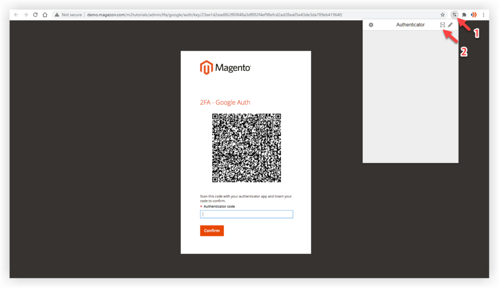 Scan QR code using Google Auth extension