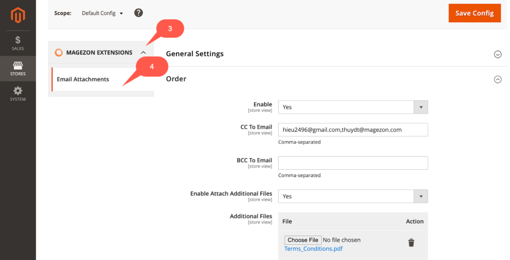 Go to Magezon Extension /> Email Attachments ” class=”wp-image-7696″></figure> <p>Click <strong>Yes</strong> in <strong>Enable Module</strong> to enable. </p> <figure class=