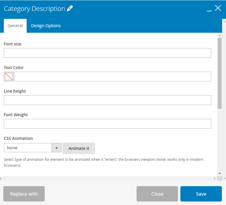 configure category page- category description 
