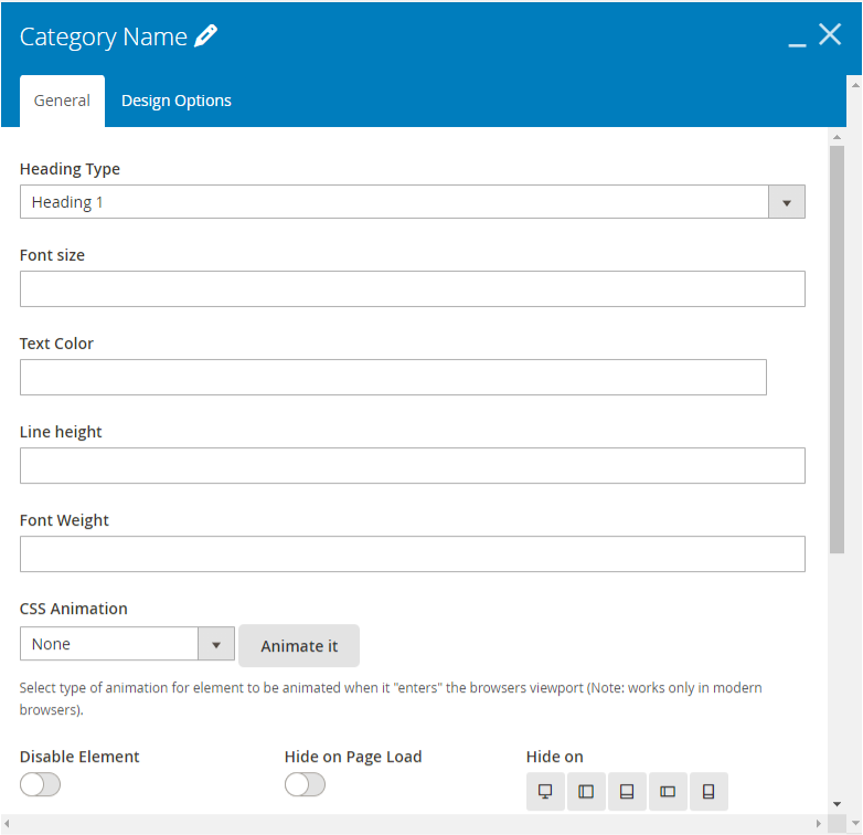 configure category page- category name  