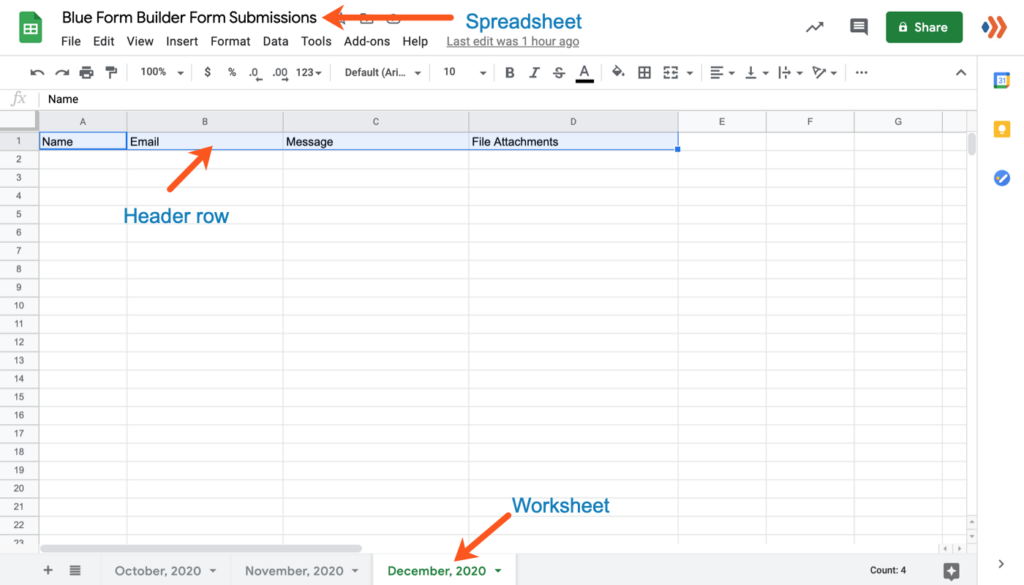 Create a spreadsheet