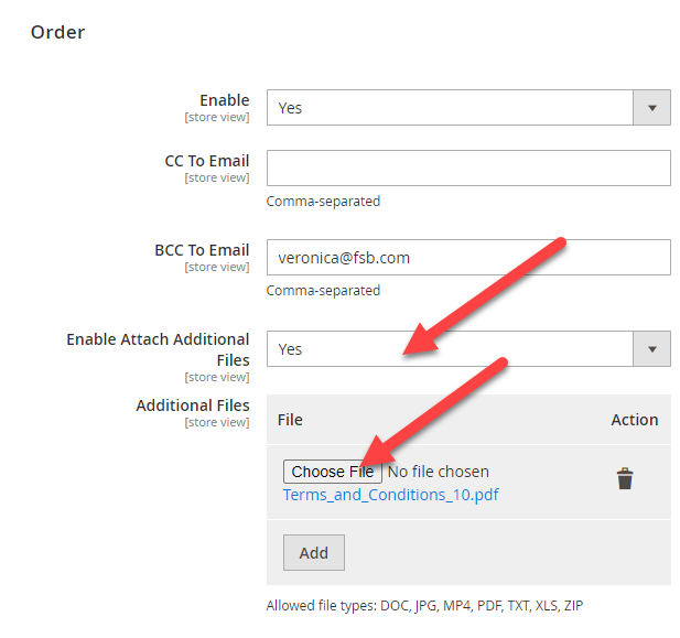 Choose Yes in Attach additional file to add attachment from computer.