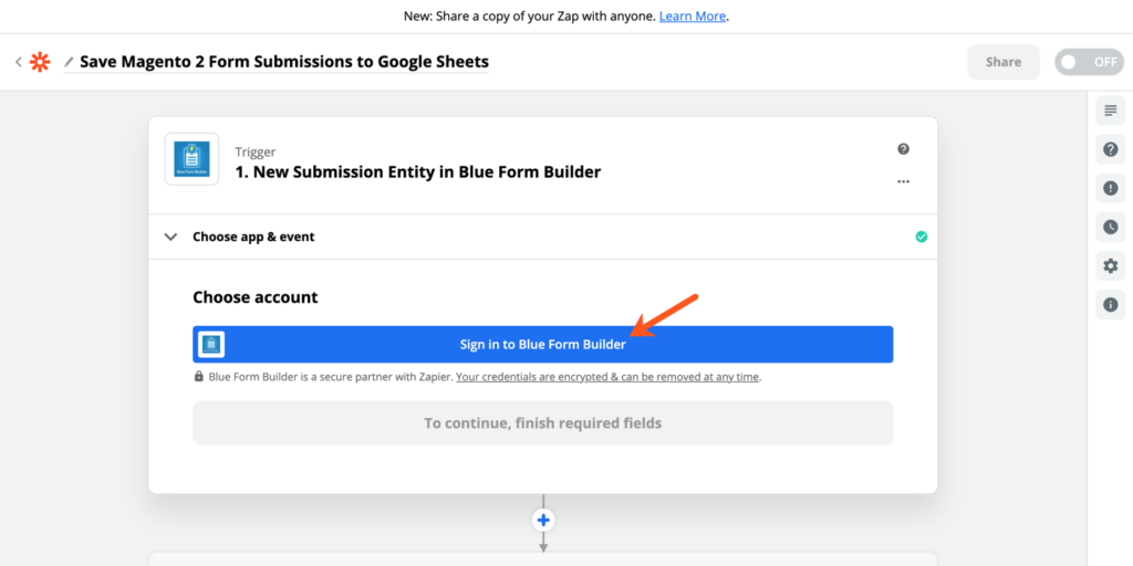 Sign in to Blue Form Builder account