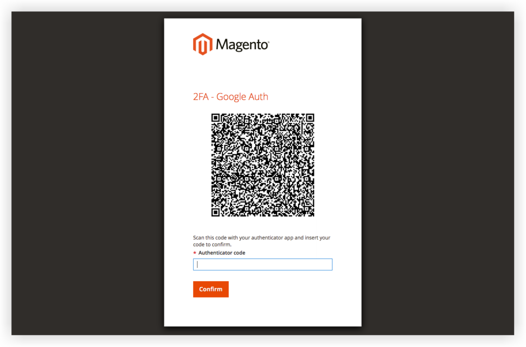 Magento 2 two-factor authentication interface