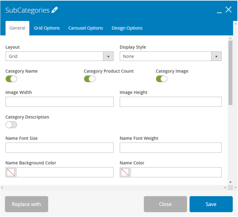 configure category page- subcategories