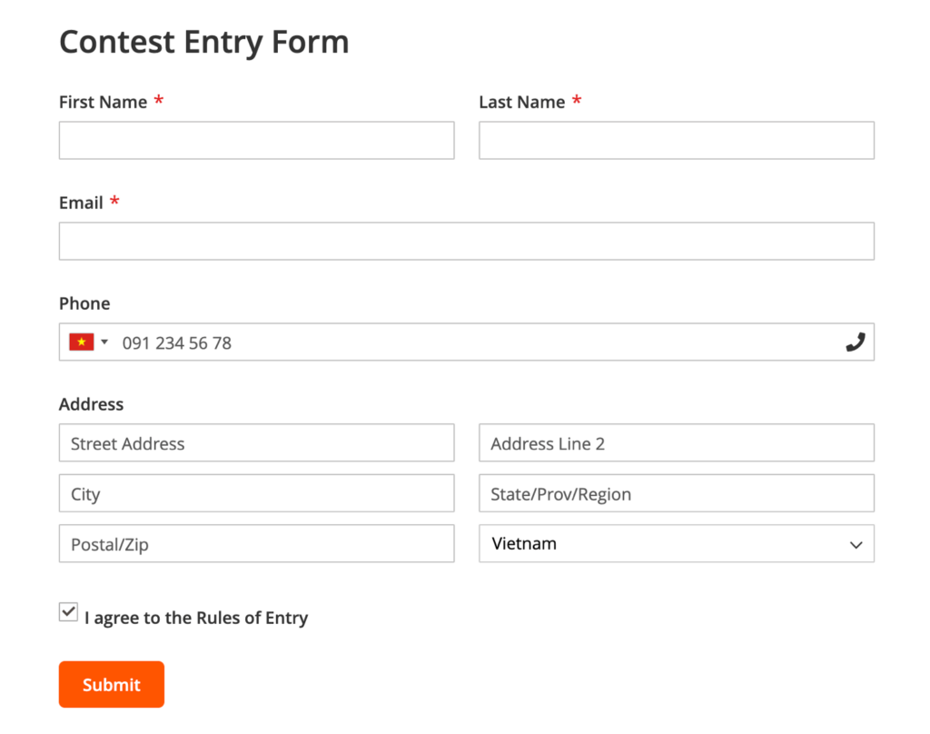 Contest Entry Form