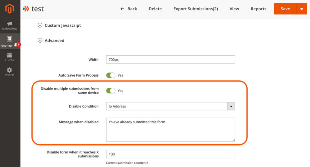 Disable multiple submissions from same device