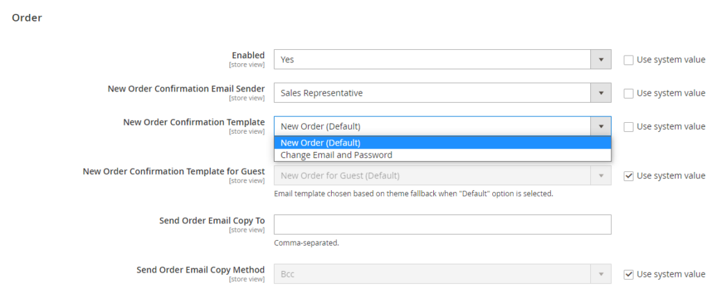 Step 5: Decide New Order Confirmation Template