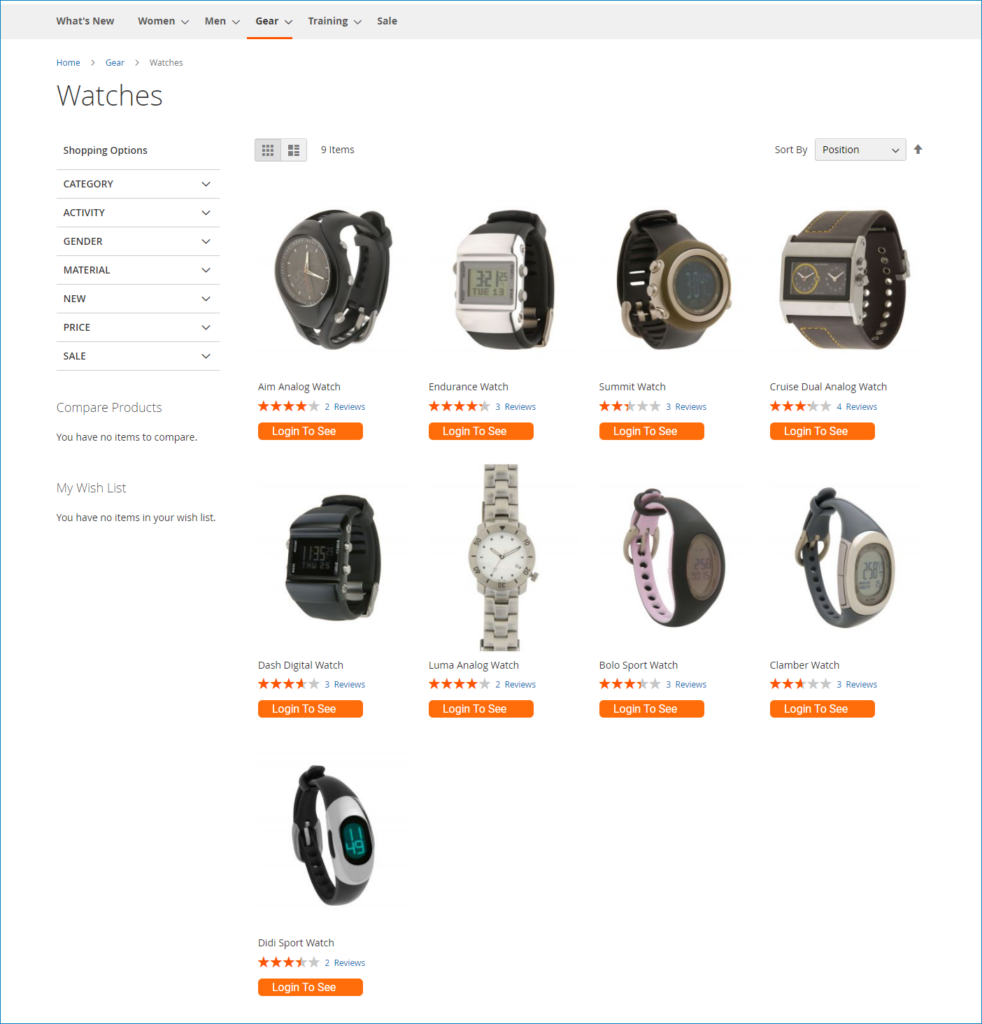 watches category