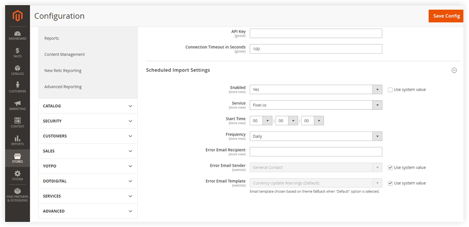 Enable Scheduled Import Settings