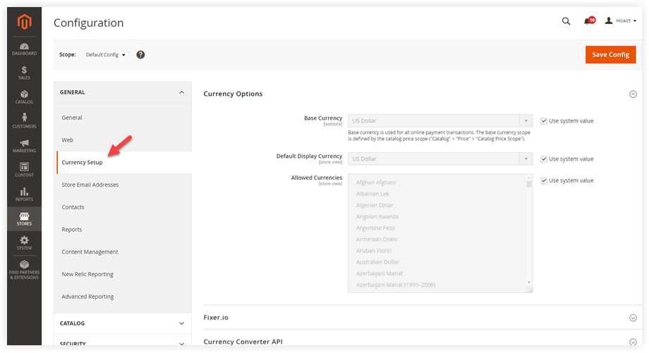 General >> Currency Setup | Setup multi-currency in Magento 2