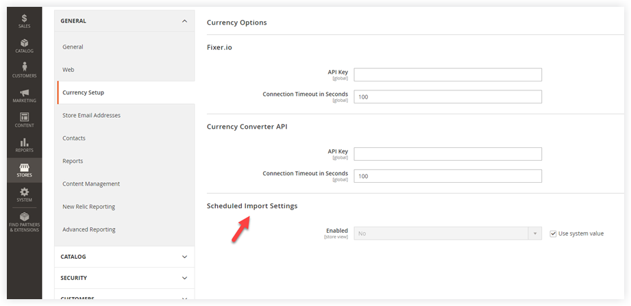 Scheduled Import Settings | Setup multi-currency in Magento 2