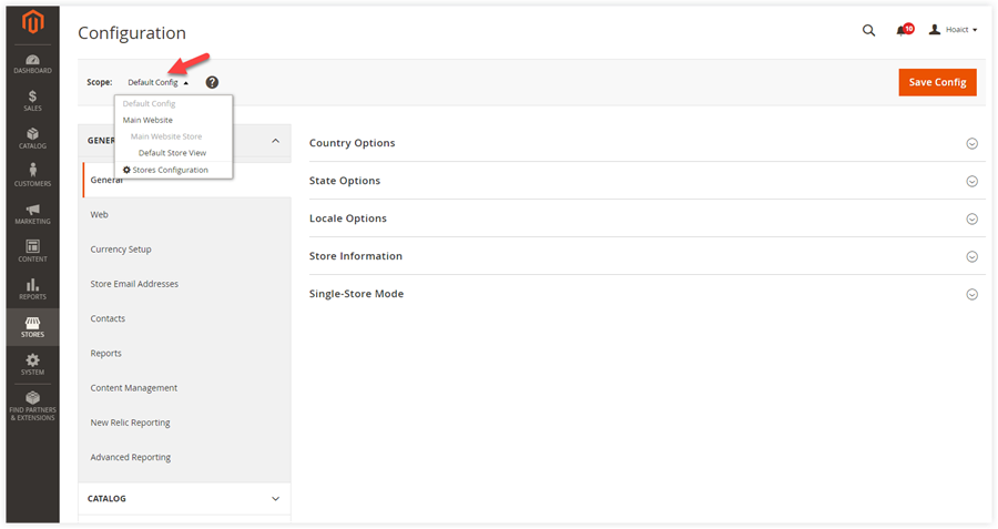 Set up the scope | Setup multi-currency in Magento 2