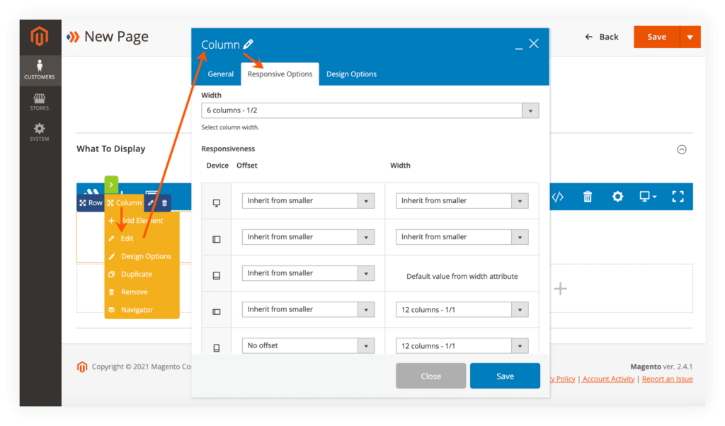 Column responsive options in Magento 2 Login & Registration Page