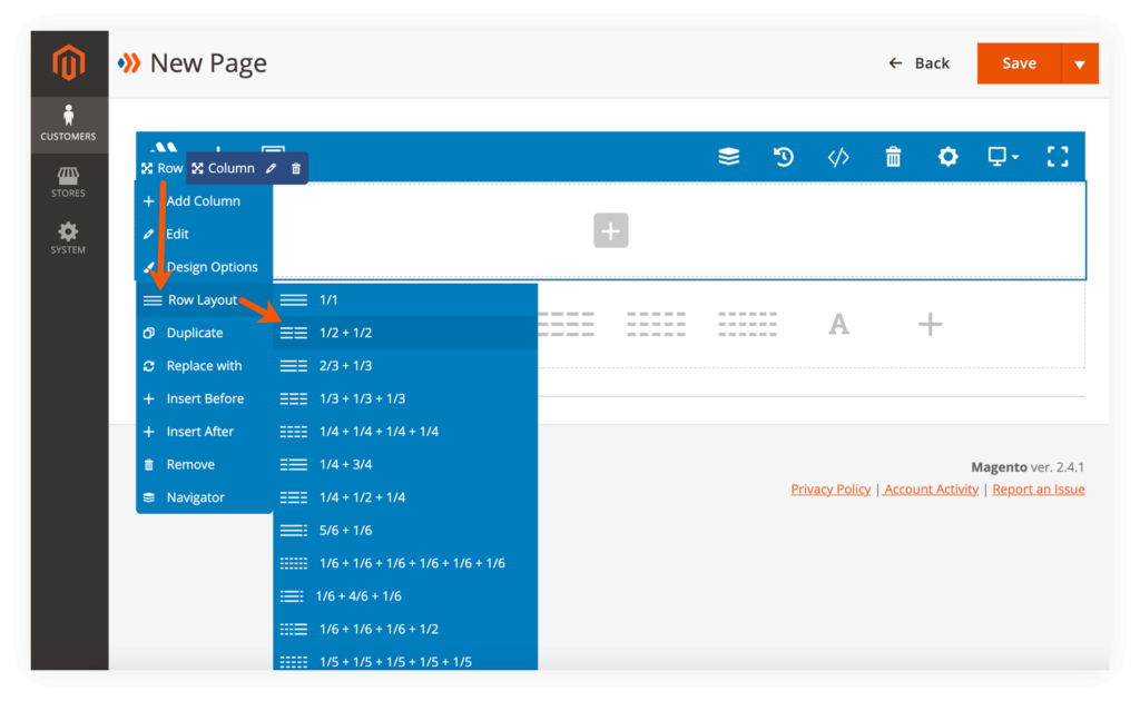 Row layout in Magento 2 Login & Registration Page