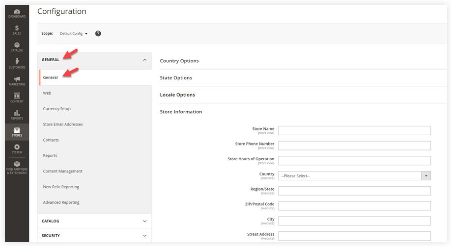 Span General >> General | Magento store information