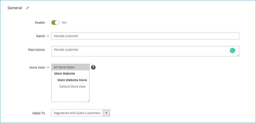 configure segment general information