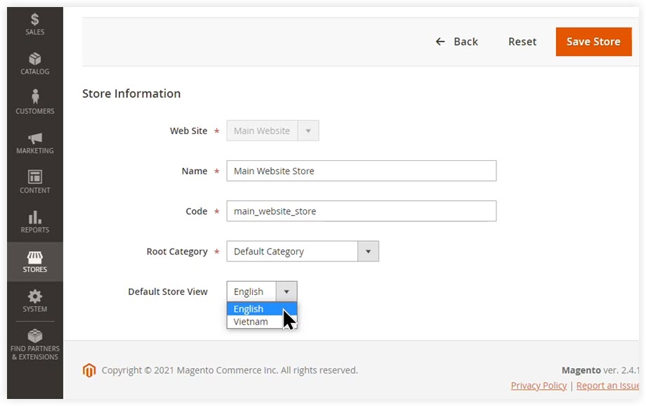 Set your default store view  | Magento 2 change default store view 