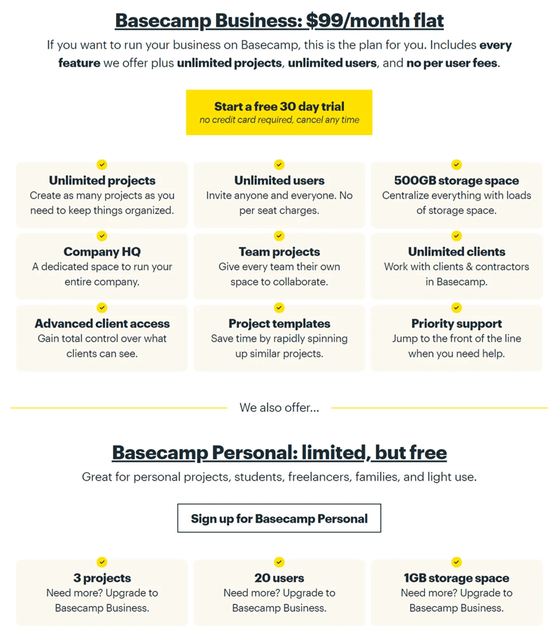 Basecamp-pricing