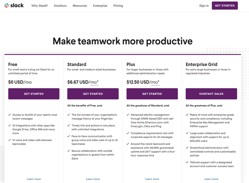 Slack-pricing