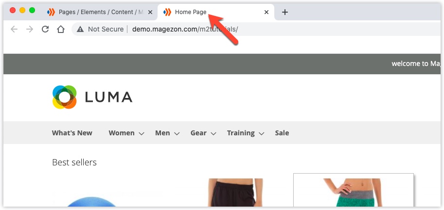 Magento homepage title