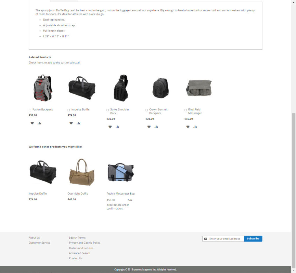 upsell products frontend