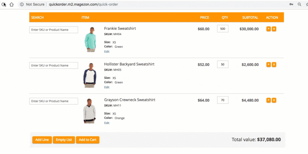 Quick Order for Magento 2 - history