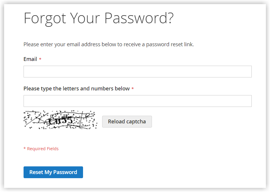 captcha in forgot your password form