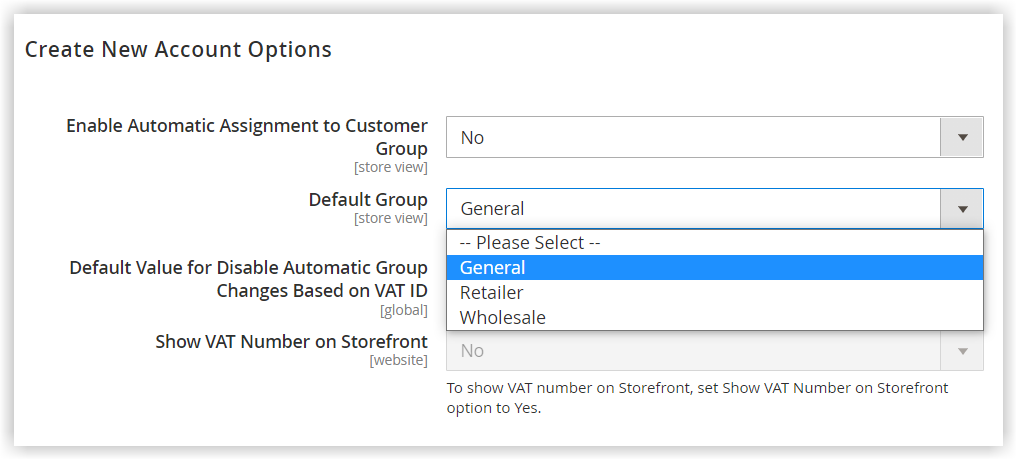 default customer group