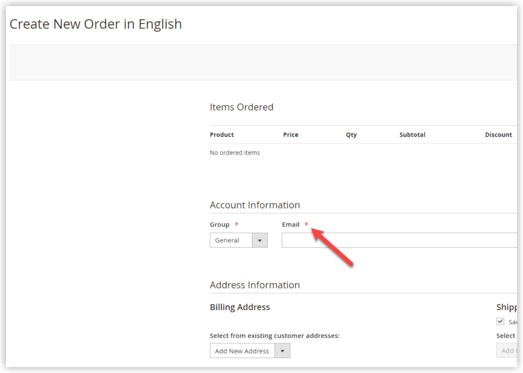 email is required field for admin order creation