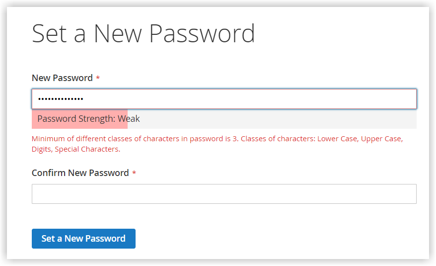 for number of required character classes in magento customer configuration