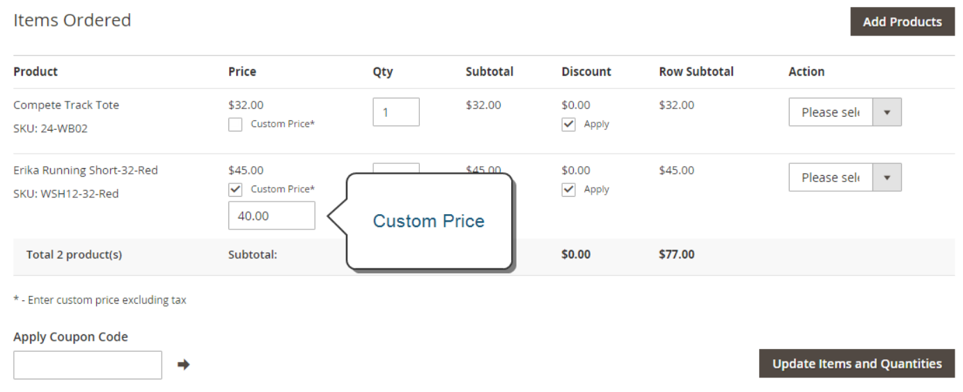 Magento 2 create order - custom price