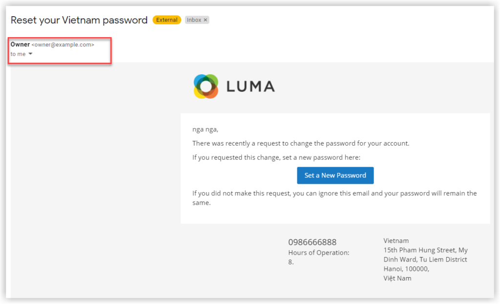 password template email sender customer support