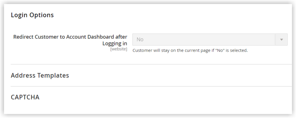 redirect customer to account dashboard after logging in magento customer account configuration