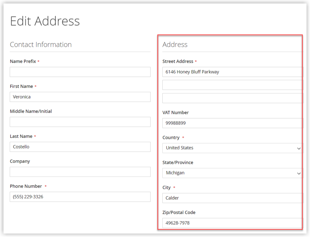 the order of the address fields to the add new address page in the frontend