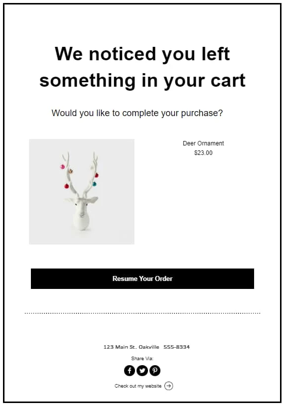 abandoned cart follow up email