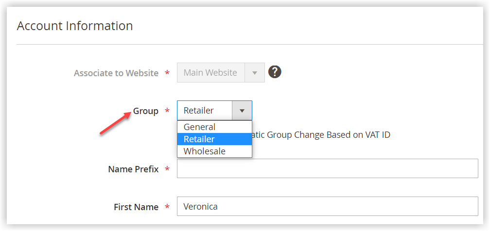 assign customer to a certain customer group